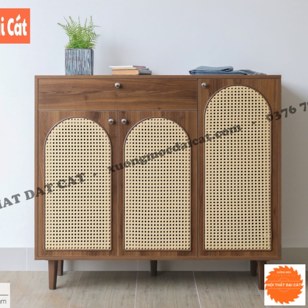 Tủ gỗ thiết kế lọng mây hiện đại TGM023