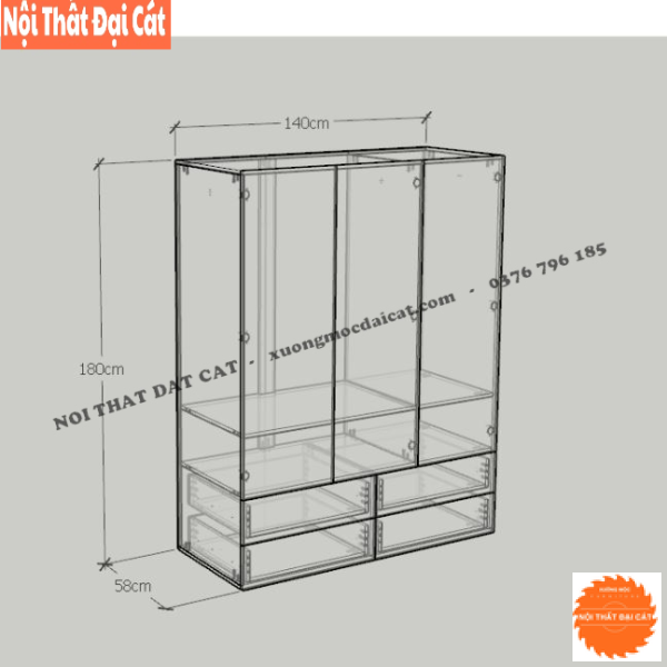Tủ áo quần sang trọng - cổ điển TA443