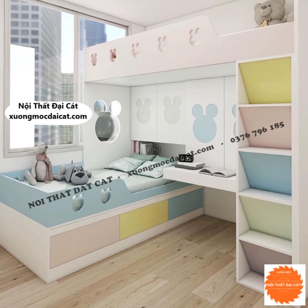 Giường tầng thiết kế đẹp cho bé GT096