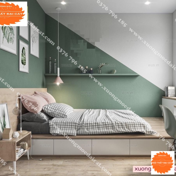 Combo nội thất phòng ngủ tone xanh lá CBPN055