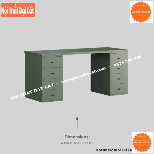 Bàn làm việc gỗ tone xanh lá BLV117