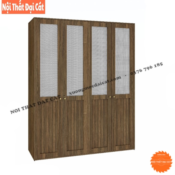 Tủ áo quần gỗ mây 4 cánh TA444