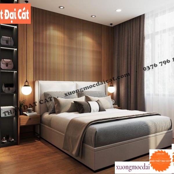 Vách ốp đầu giường gỗ đơn giản VOĐG035