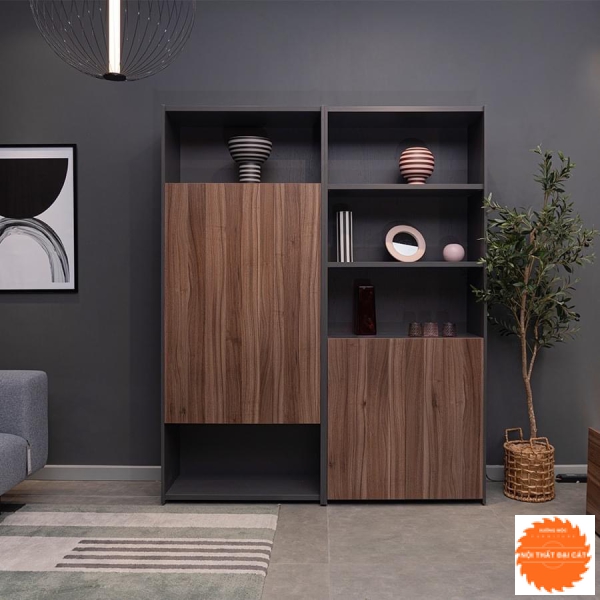 Kệ - tủ trang trí gỗ màu nâu đậm KTT087