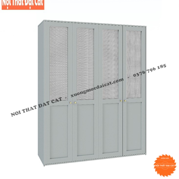 Tủ áo quần gỗ mây 4 cánh TA444