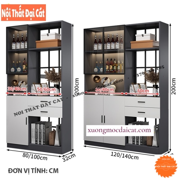 Tủ rượu kết hợp trang trí phòng khách TR060