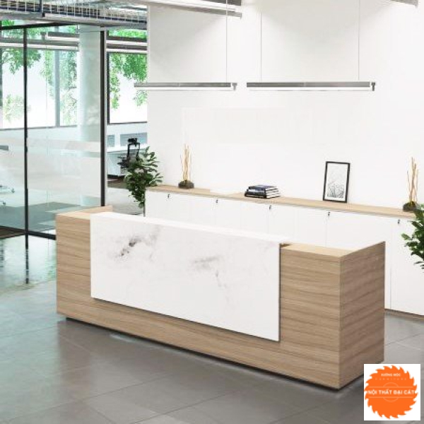 Quầy lễ tân cao cấp bằng gỗ QLT007