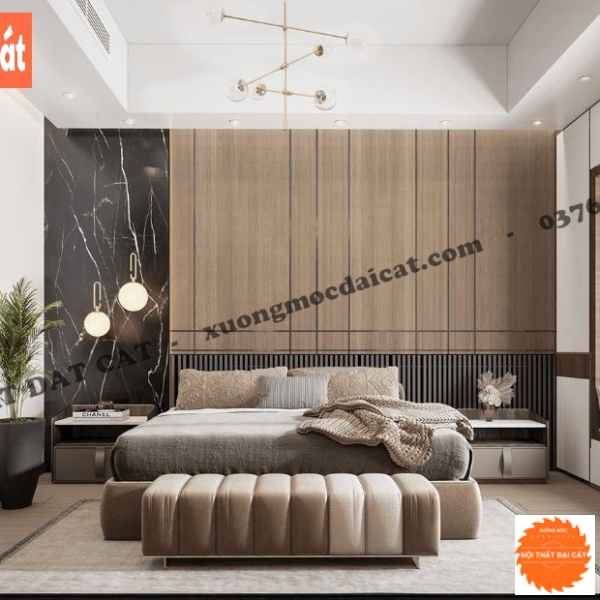 Vách ốp đầu giường gỗ VOĐG036