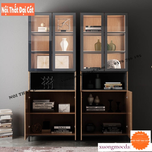 Tủ rượu thân gỗ cánh kính TR061