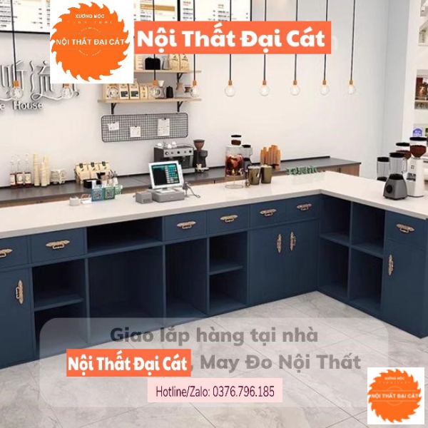 Quầy bar bằng gỗ hình chữ L đẹp QB021