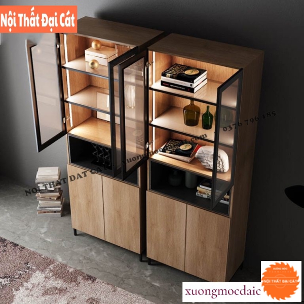 Tủ rượu thân gỗ cánh kính TR061