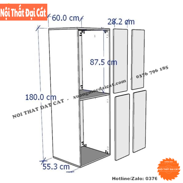 Tủ áo quần trẻ em bằng gỗ công nghiệp TTE068