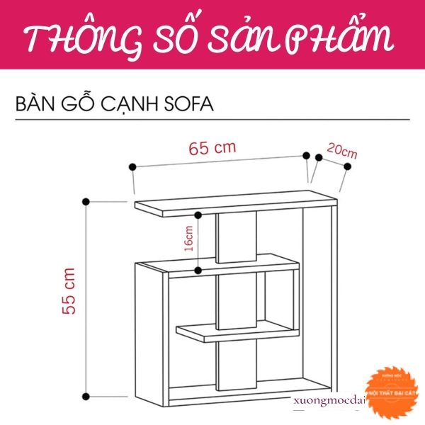 Bàn gỗ cạnh Sofa màu xám BGS001