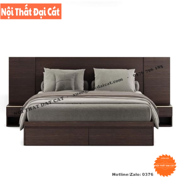 Giường ngủ thiết kế kèm vách đầu giường G106