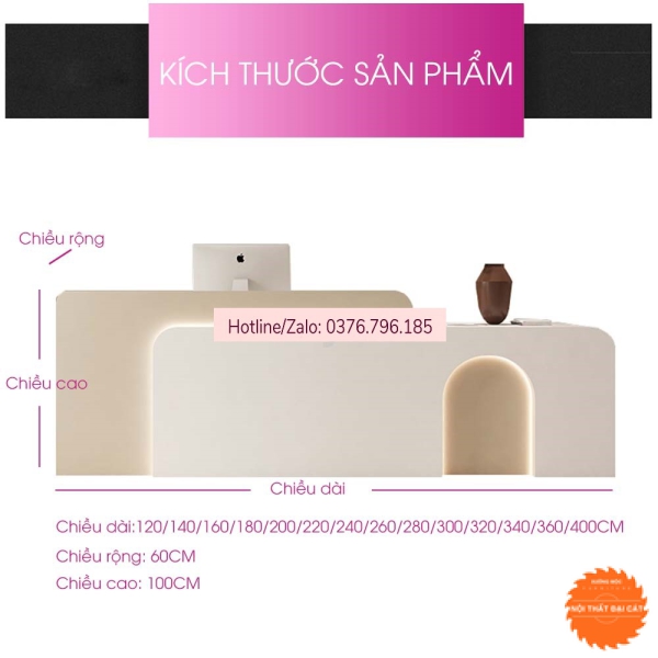 Quầy lễ tân thiết kế thời trang QLT054