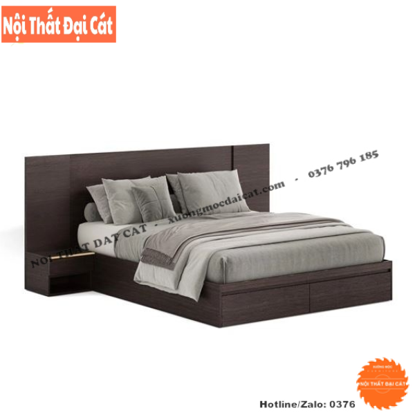 Giường ngủ thiết kế kèm vách đầu giường G106