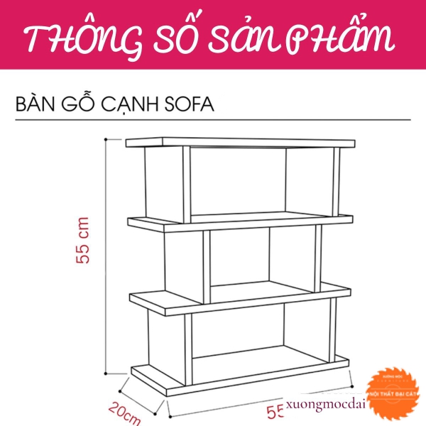 Bàn gỗ cạnh sofa thiết kế 3 tầng BGS018