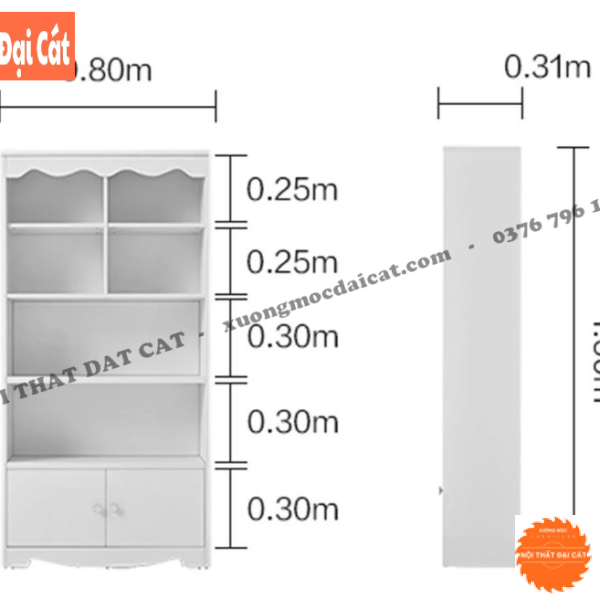 Tủ sách gỗ công nghiệp đẹp KS219