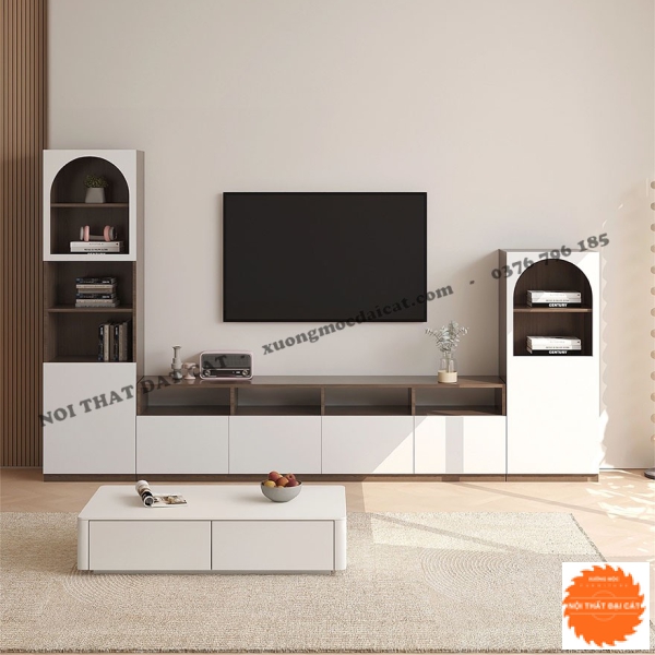 Kệ tivi tích hợp tủ trang trí phòng khách KKH110