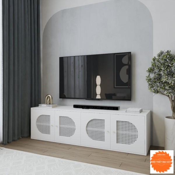 Kệ tivi gỗ cánh mây thiết kế đẹp KTM039