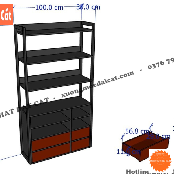 Kệ gỗ trưng bày thiết kế hộc kéo KG027