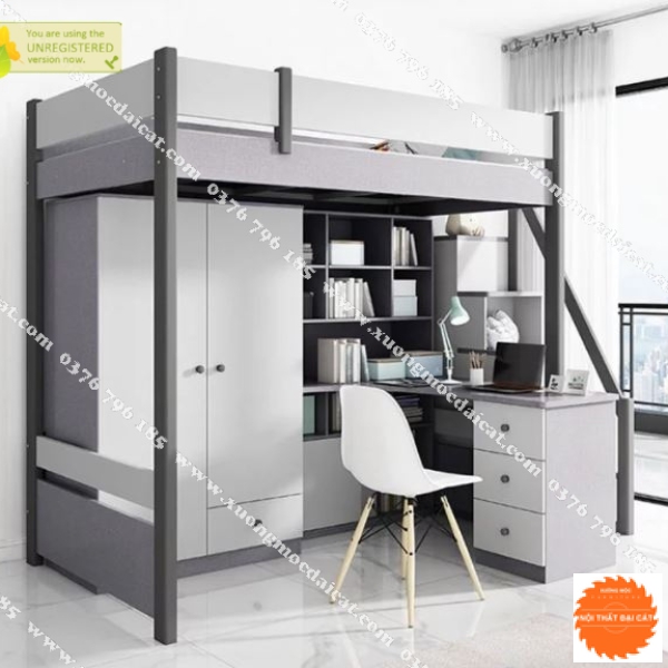 Giường tầng kết hợp bàn học - tủ áo quần GT064