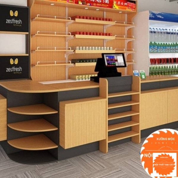 Quầy thu ngân kèm kệ trưng bày QTN007