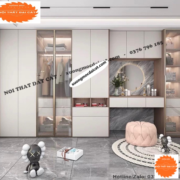 Tủ áo quần lộng kính kèm bàn trang điểm MS22243