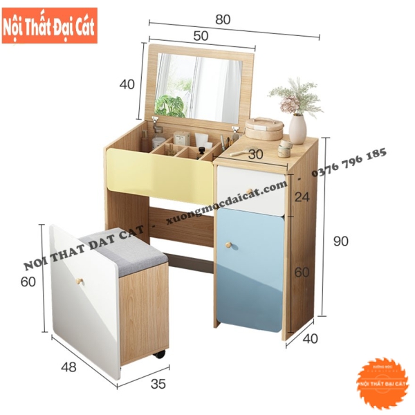 Bàn trang điểm nhiều màu dễ thương BTĐ129