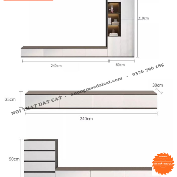 Kệ tủ tivi phòng khách bằng gỗ MDF KKH092