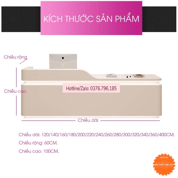 Quầy lễ tân thiết kế ấn tượng QLT055