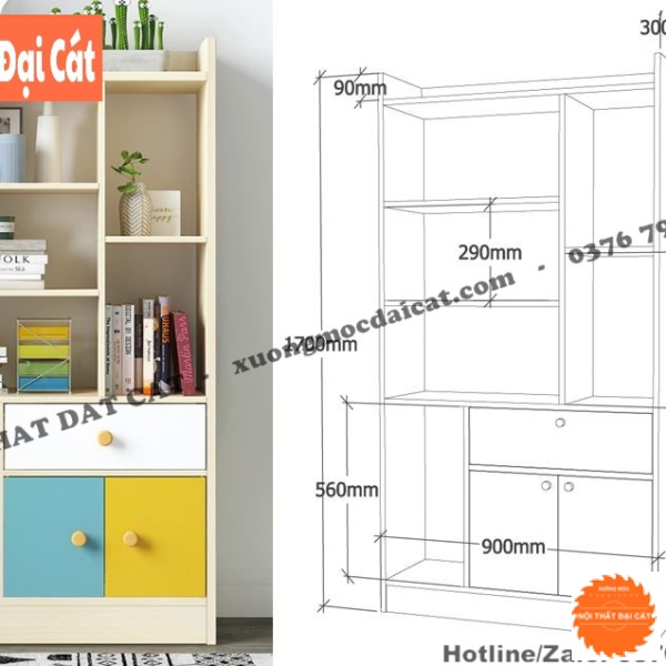 Kệ - tủ sách cho phòng khách KS173