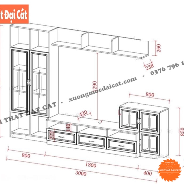 Tủ kệ tivi phòng khách đẹp KKH093