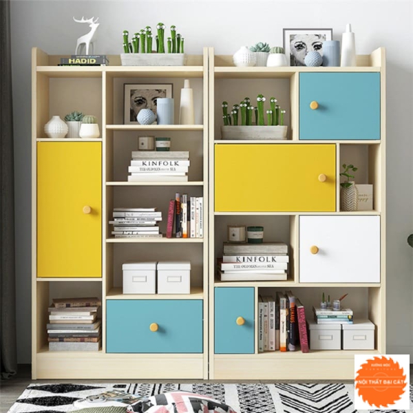 Kệ sách gỗ đẹp thiết kế hiện đại KS110