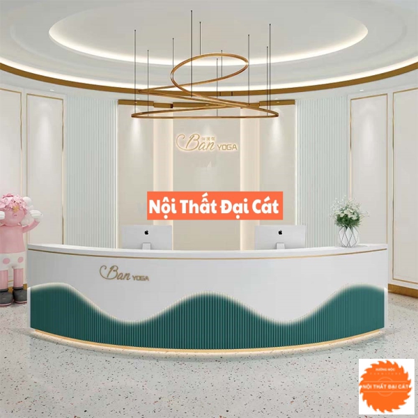 Quầy lễ tân cong thiết kế đẹp QLT056