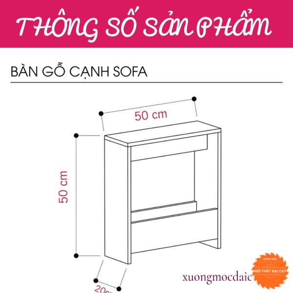 Bàn gỗ nhỏ cạnh sofa phòng khách BGS014