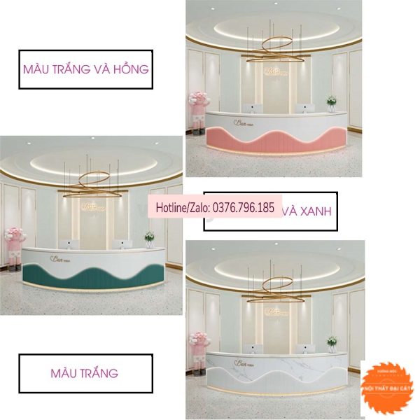 Quầy lễ tân cong thiết kế đẹp QLT056