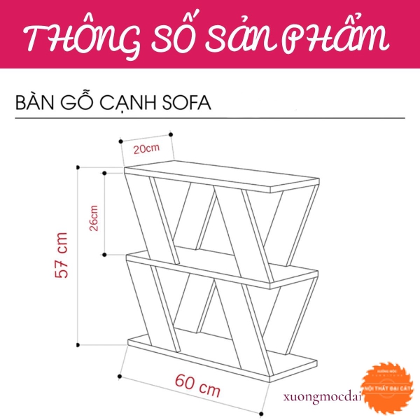 Bàn gỗ cạnh sofa thiết kế hiện đại BGS021