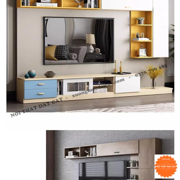 Kệ tivi gỗ kết hợp tủ treo KKH094
