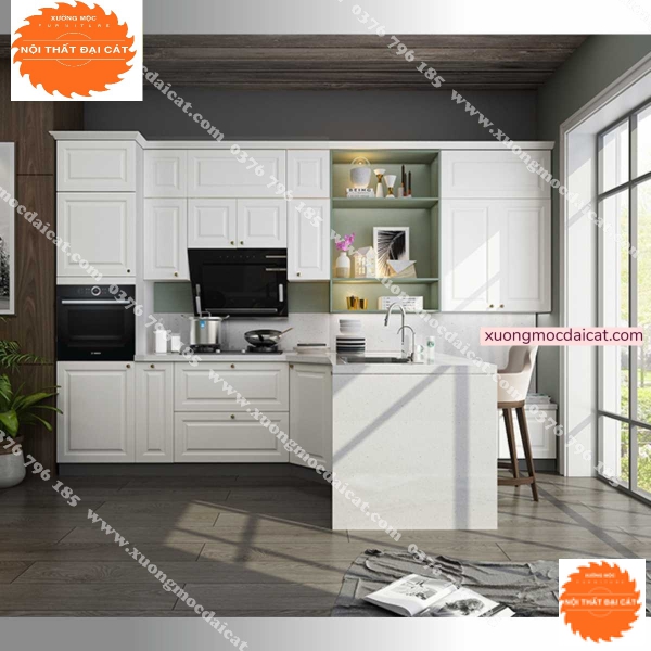 Tủ bếp Châu Âu chữ L hiện đại TB0108