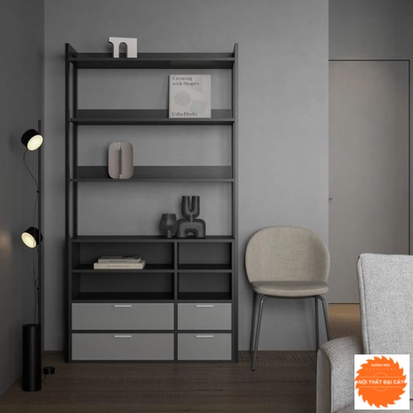 Kệ sách bằng gỗ kết hợp sắt KS188