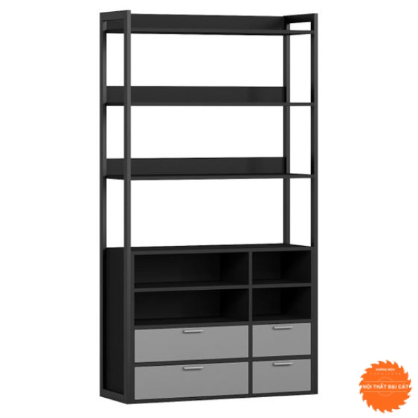 Kệ sách bằng gỗ kết hợp sắt KS188