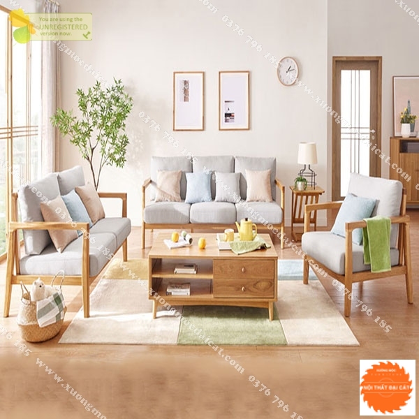 Ghế sofa phòng cách bọc nỉ khung gỗ