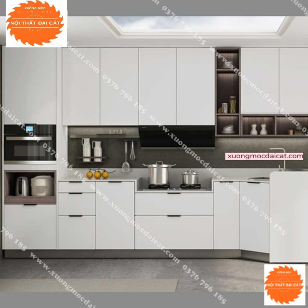 Tủ bếp gia đình tông trắng đa năng TB0109