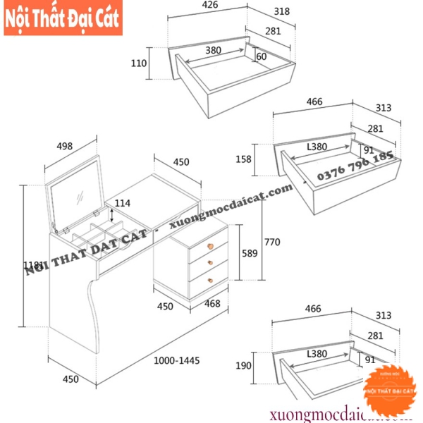 Bàn trang điểm gập gương tiện lợi BTĐ127