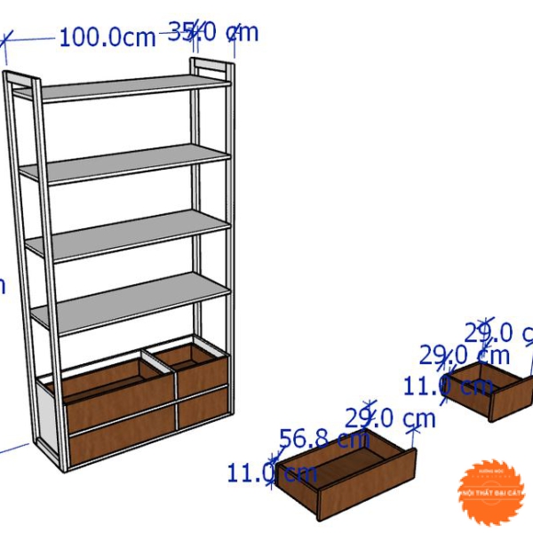 Kệ sách thiết kế 4 tầng - 4 ngăn KS189