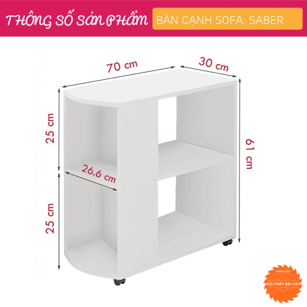 Bàn gỗ cạnh sofa tone trắng nhỏ gọn BGS007
