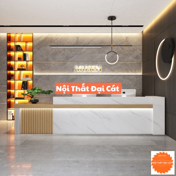 Quầy lễ tân gỗ thiết kế độc đáo QLT060