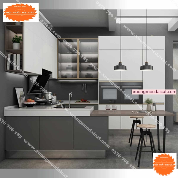 Tủ bếp gia đình thiết kế chữ U TB0110