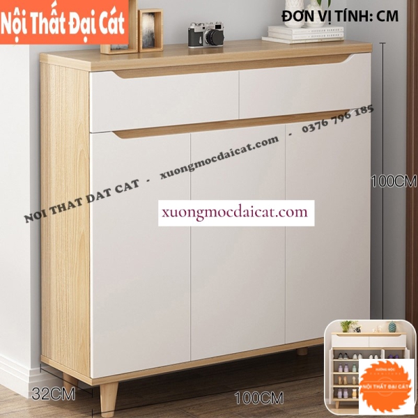 Tủ giày thiết kế 3 cánh - 2 hộc kéo TG220